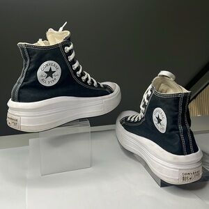 Converse Chuck Taylor Sz 10 All Star Move Platform Sneakers Black Canvas